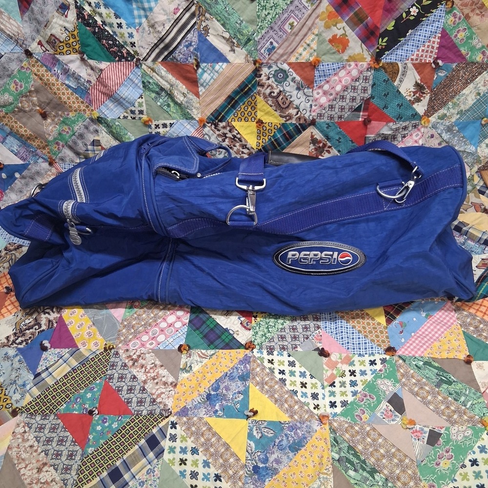 Vintage Y2K Pepsi Large Blue Duffle Gym Bag Extendable Heavy Duty Divided